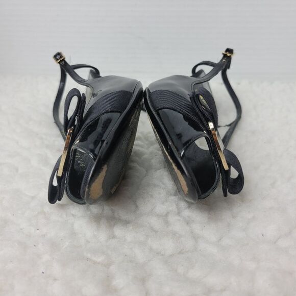 Salvatore Ferragamo Women's Slingback Sandals Sz 7.5 AA Patent Leather Peep Toe - Picture 9 of 9